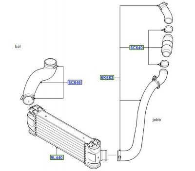 Ford Transit intercoolercső, jobb